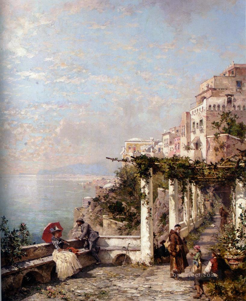 Die Amalfi Kuste アマルフィ海岸の風景 フランツ・リヒャルト・ウンターベルガー油絵